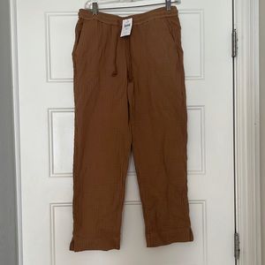 New J. Jill gauze brown elastic pants sz XS vicuna